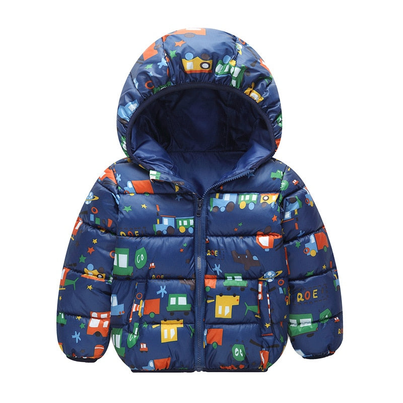 Kids Hooded Jackets Boys Girls Cartoon Patern Winter 2022 Snowsuit Outerwear 2022 Baby Boy Zipper Cotton Jacket For Kids Coats