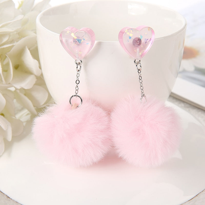 Fax Fur Earring Multicolours Resin Jewelry Birthday