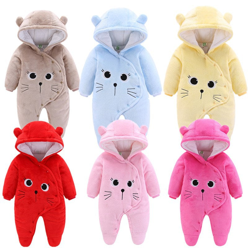 Baby Girls Clothes Newborn Winter Hoodie Baby Rompers Polyester Baby Boy Romper Climbing Outwear Infant Baby Jumpsuit 3M -12M