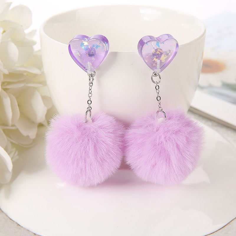 Fax Fur Earring Multicolours Resin Jewelry Birthday