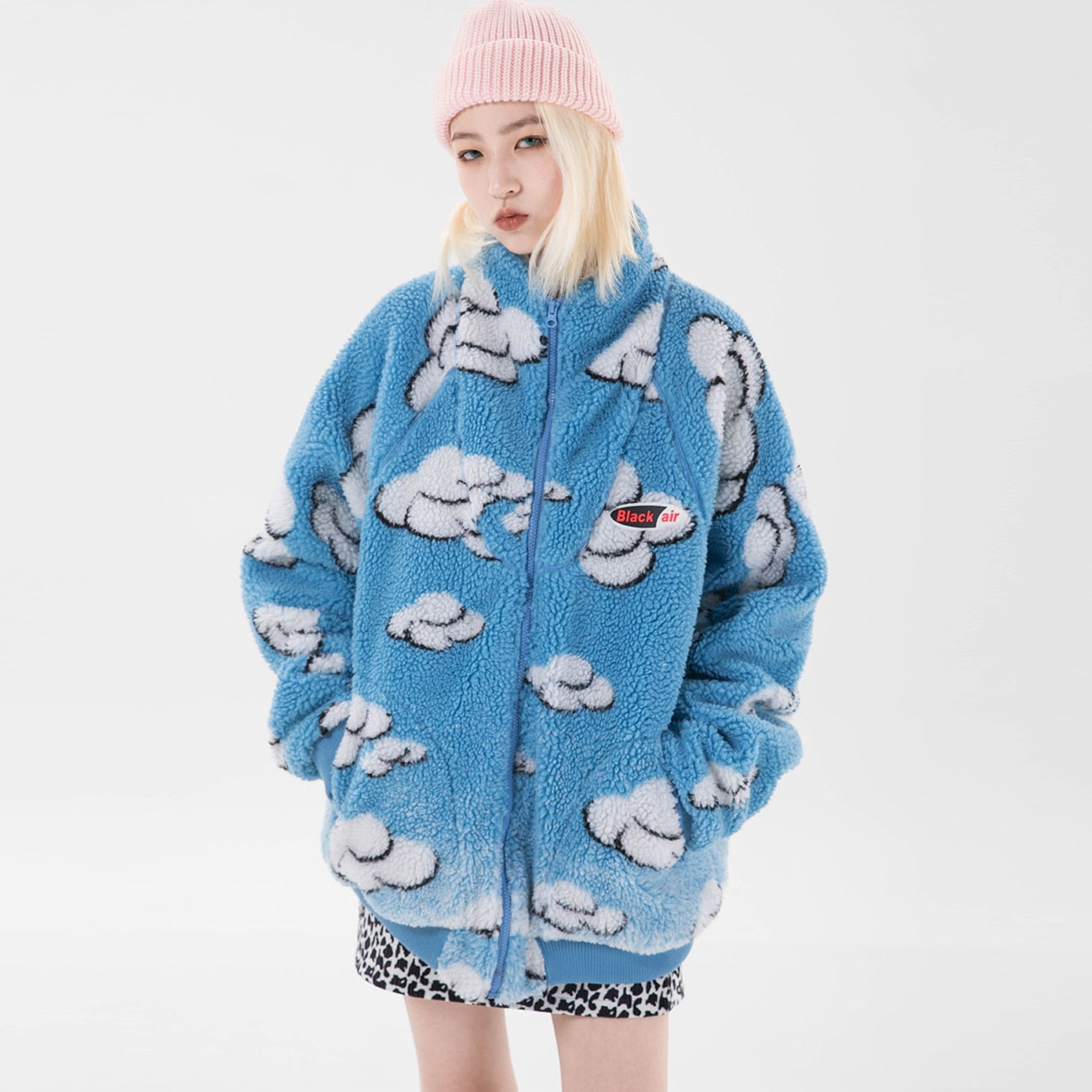 LACIBLE Hip Hop Warm Parka Jacket Mens Streetwear Retro Vintage Cloud Bomber Jacket Coats Winter Harajuku Fleece Jacket Outwear