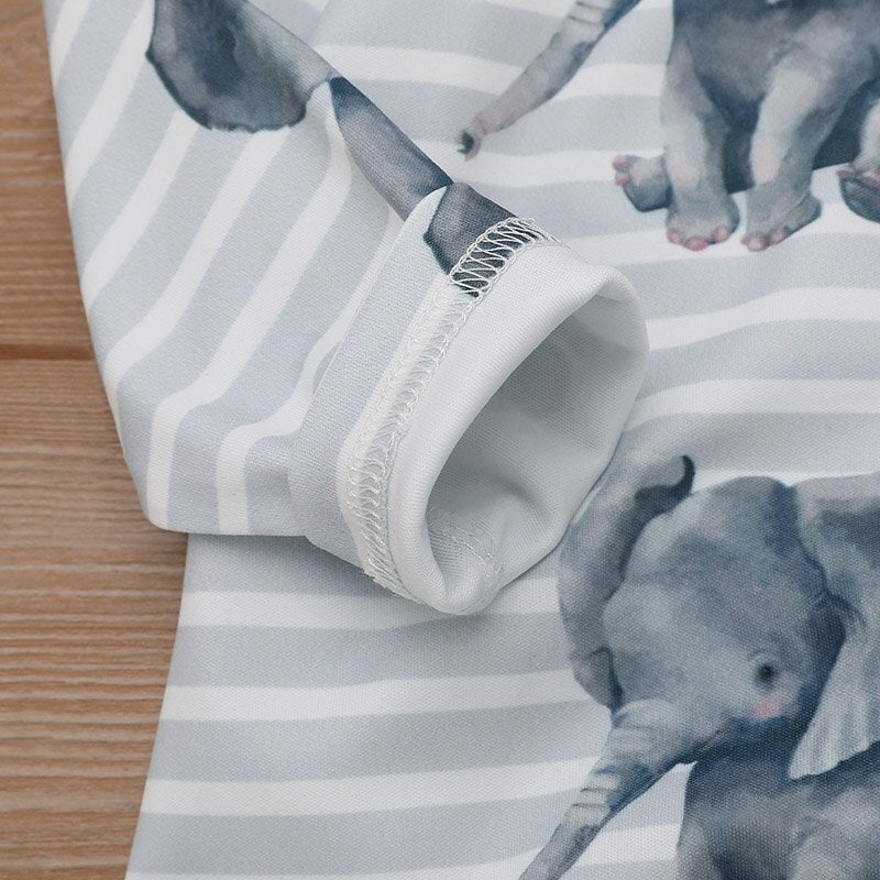2Pcs/Set Autumn Baby Rompers Elephant Print Clothes Full Sleeve Baby Clothing Boy Cotton Newborn Jumpsuit