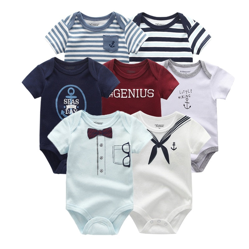 Uniesx Newborn Baby Rompers Clothing 7Pcs/Lot Infant Jumpsuits 100%Cotton Children Roupa De Bebe Girls&amp;Boys Baby Clothes