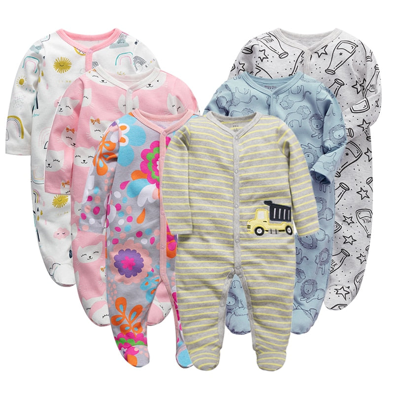 6Pcs/Lot Baby Rompers Long Sleeve 100%Cotton overalls Newborn clothes Roupas de bebe boys girls jumpsuit&amp;clothing