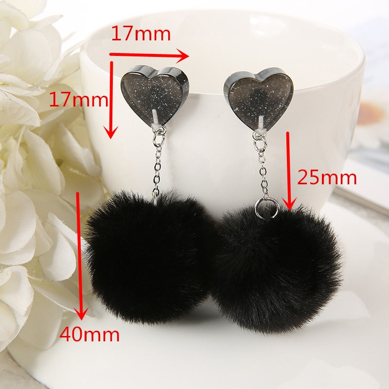 Fax Fur Earring Multicolours Resin Jewelry Birthday