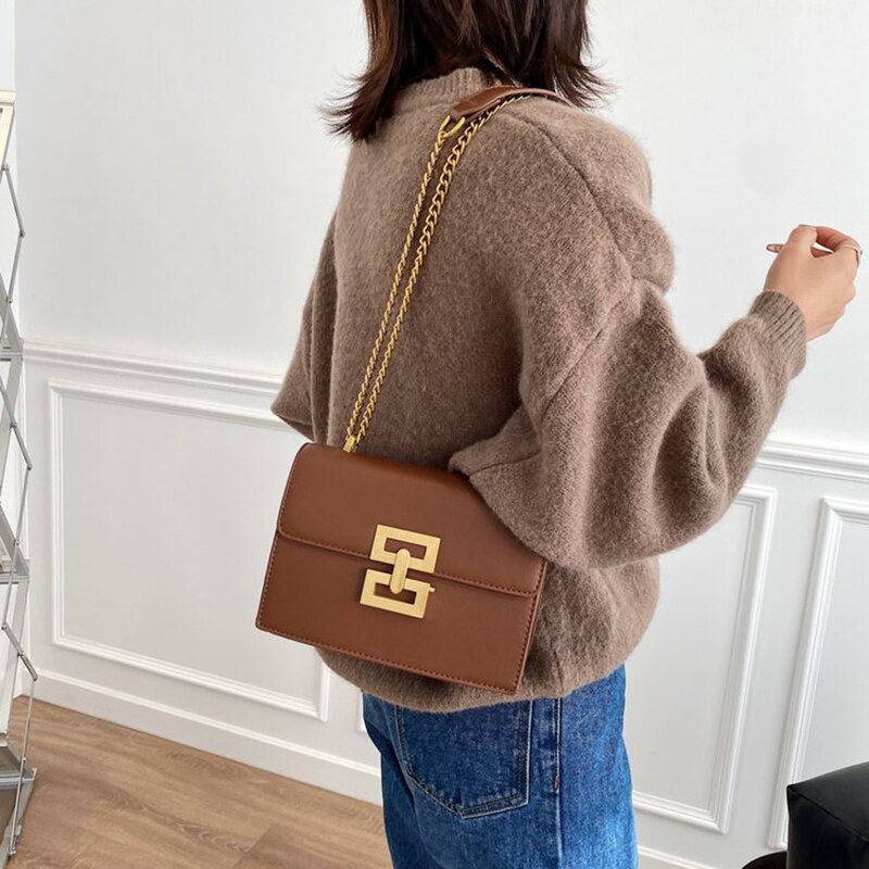 New Casual Chain Messenger Bag Ladies Fashion Simple Shoulder Bag Ladies Designer Handbags PU Leather Messenger Bag Coin Purse