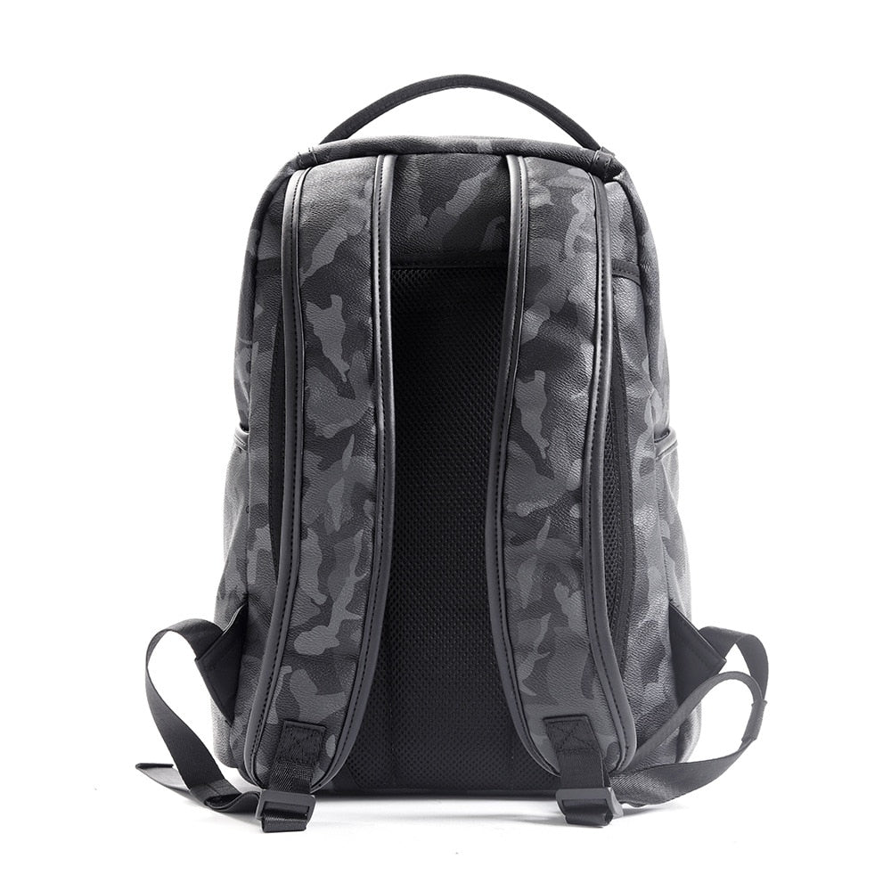 Fashion Leather Backpack Men Large Shoulder Bag Travel Backpack Camouflage Laptop Student School Bags Bagpack Mochila Hombre
