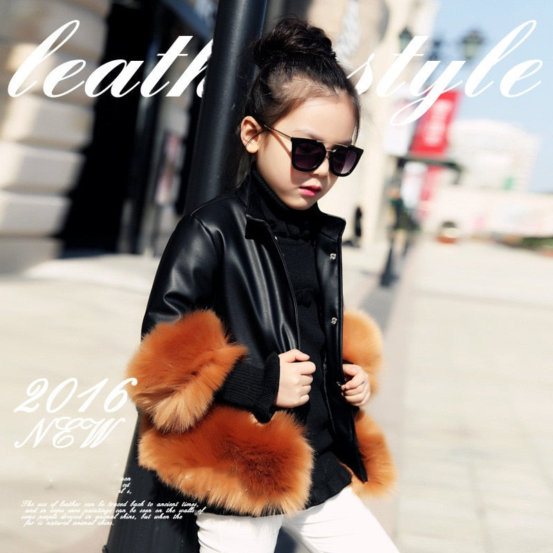 Fashion Baby Winter Outerwear &amp; Coats Children&#39;s Fur Girls Fur Coat Kids Faux Fur Fabric Clothes Fur Coat 2-10