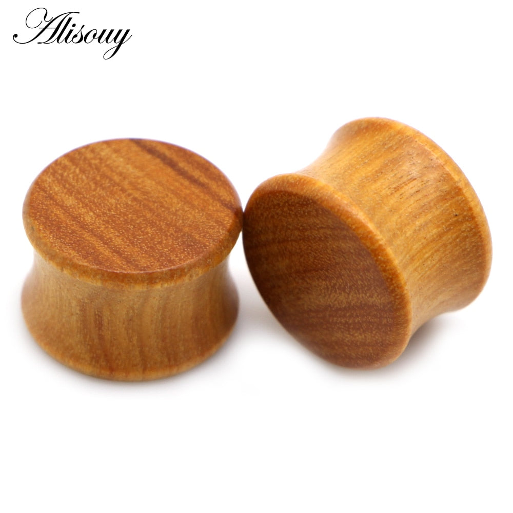 Alisouy 2pcs Wood Ear Plug Tunnel Earring Guages Stretcher Expander Dermal Piercing Oreja Mujer Stretcher Unisex Body Jewelry