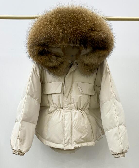 Huge Natural Raccoon Fox Fur Hooded 2021 Winter Down Coat Women Waterproof White Duck Down Jacket Puffer Female Feather Parkas