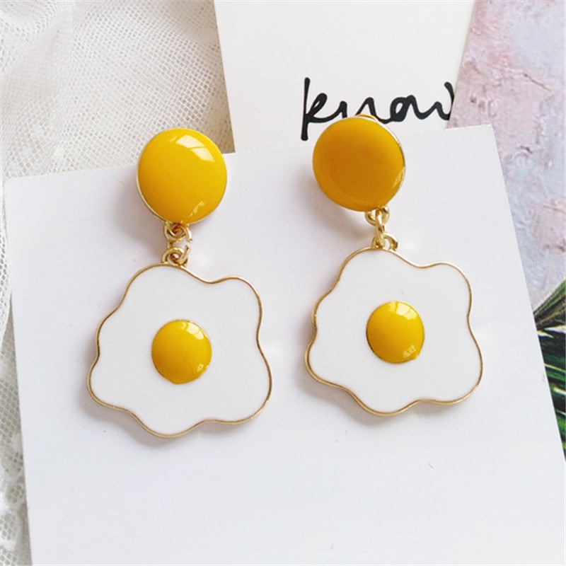 Fashion Creative personality beautiful stud earrings Popular wacky earrings temperament yolk stud earrings for women jewelry