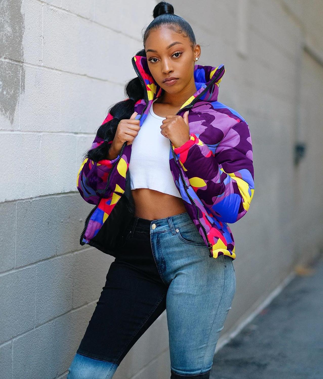 Camo Print Women Parka Bubble Jacket