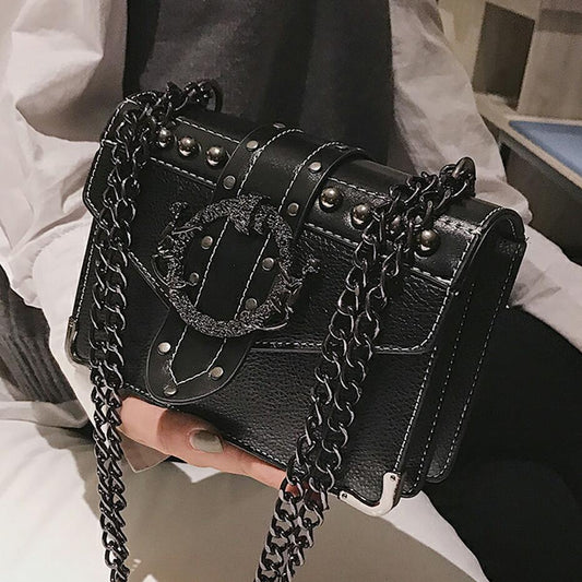 European Fashion Female Square Bag 2020 New Quality PU Leather Women&#39;s Designer Handbag Rivet Lock Chain Shoulder Messenger bags