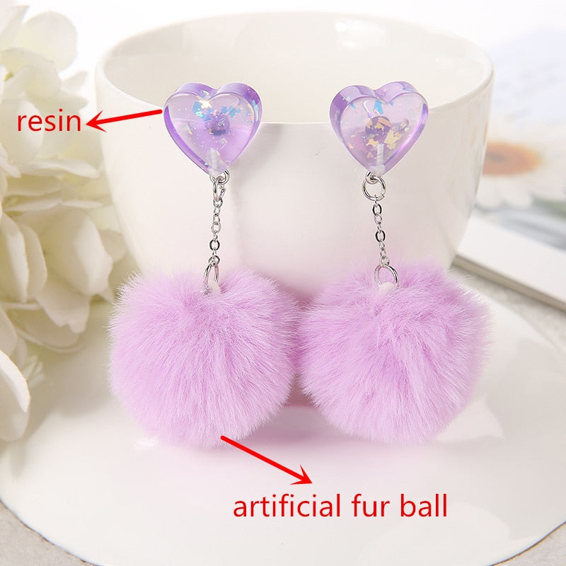 Fax Fur Earring Multicolours Resin Jewelry Birthday