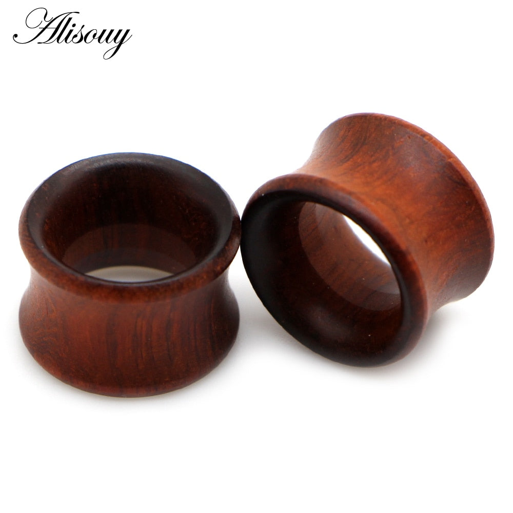 Alisouy 2pcs Wood Ear Plug Tunnel Earring Guages Stretcher Expander Dermal Piercing Oreja Mujer Stretcher Unisex Body Jewelry