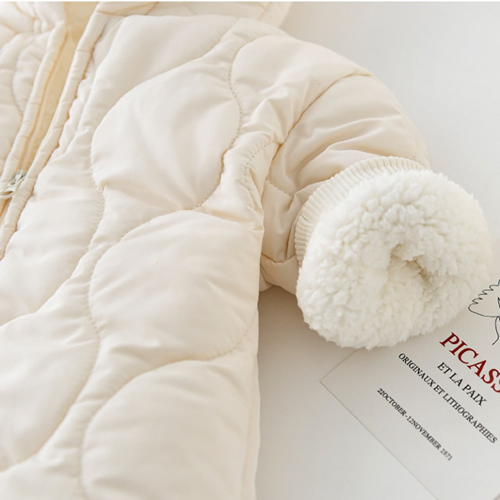 MILANCEL Baby Clothing Bear Ear Baby Boys Rompers Fur Lining Infant Girls Outfit