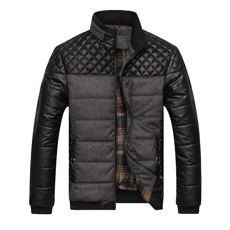 Mountainskin Brand Men&#39;s Jackets and Coats 4XL PU Patchwork Designer Jackets Men Outerwear Winter Fashion Male Clothing SA004