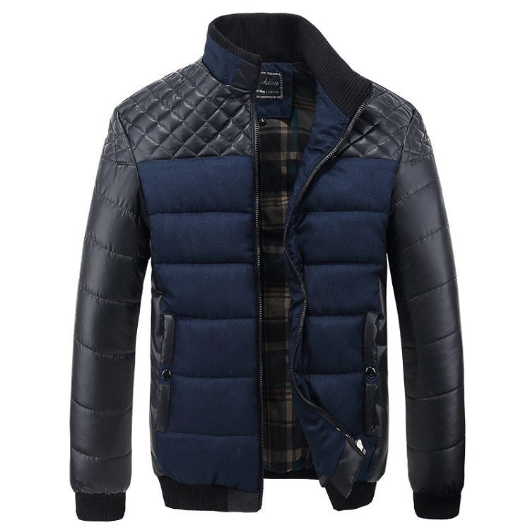 Mountainskin Brand Men&#39;s Jackets and Coats 4XL PU Patchwork Designer Jackets Men Outerwear Winter Fashion Male Clothing SA004