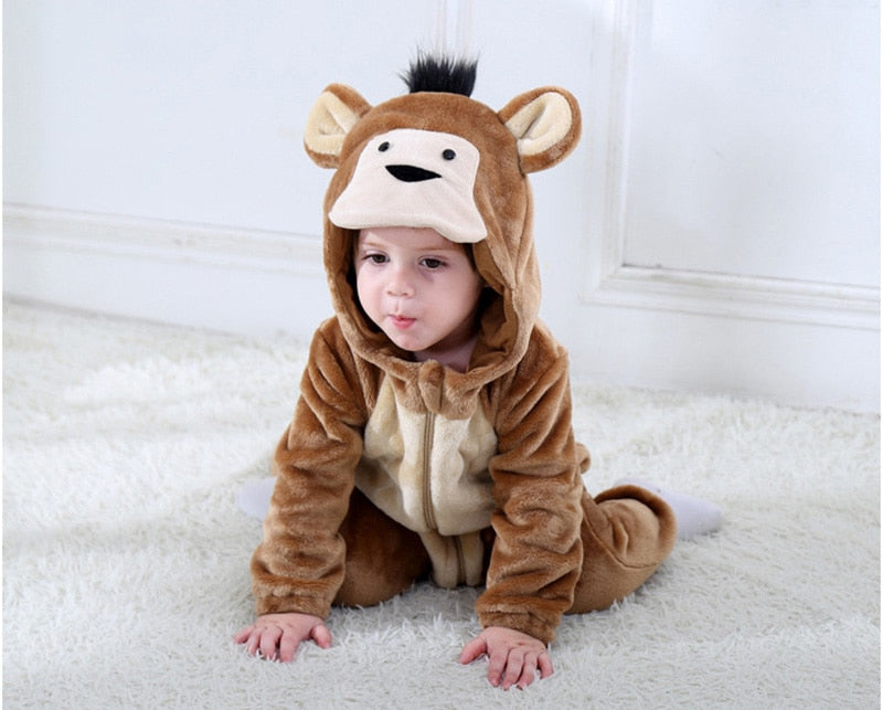Baby Leopard Kigurumi Pajamas Newborn Infant Romper Onesies Animal Anime Costume Outfit Hooded Cute Winter Clothing For Girl Boy