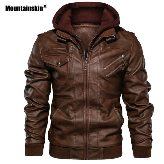 Mountainskin New Men&#39;s Leather Jackets Autumn Casual Motorcycle PU Jacket Biker Leather Coats Brand Clothing EU Size SA722