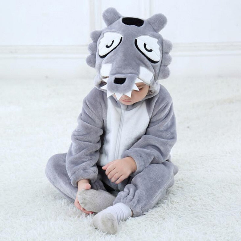 Baby Leopard Kigurumi Pajamas Newborn Infant Romper Onesies Animal Anime Costume Outfit Hooded Cute Winter Clothing For Girl Boy