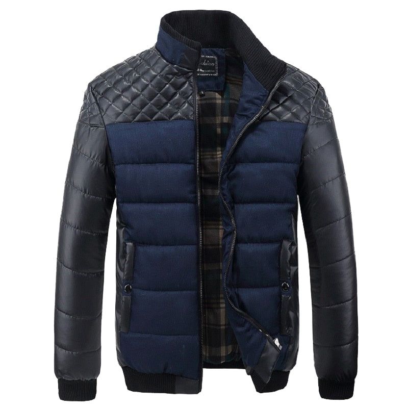 Mountainskin Brand Men&#39;s Jackets and Coats 4XL PU Patchwork Designer Jackets Men Outerwear Winter Fashion Male Clothing SA004