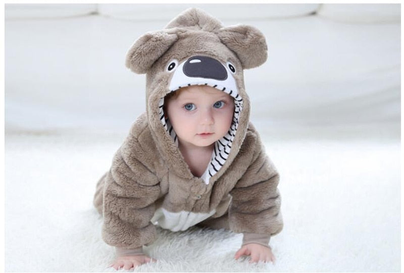 Baby Leopard Kigurumi Pajamas Newborn Infant Romper Onesies Animal Anime Costume Outfit Hooded Cute Winter Clothing For Girl Boy