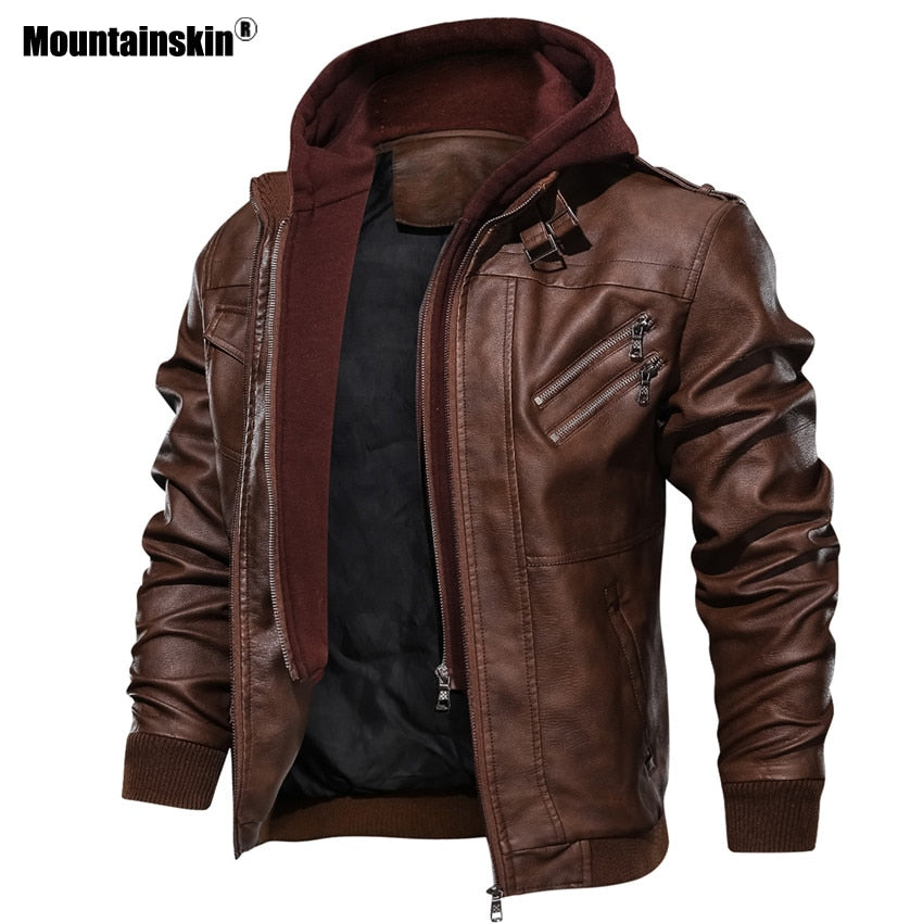Mountainskin New Men&#39;s Leather Jackets Autumn Casual Motorcycle PU Jacket Biker Leather Coats Brand Clothing EU Size SA722