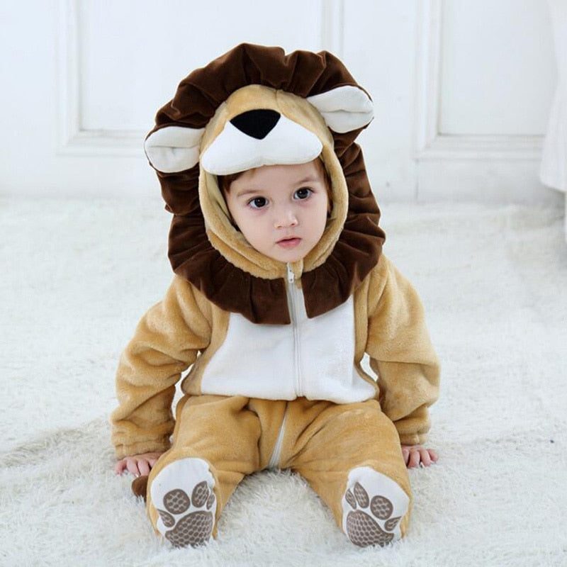 Baby Leopard Kigurumi Pajamas Newborn Infant Romper Onesies Animal Anime Costume Outfit Hooded Cute Winter Clothing For Girl Boy