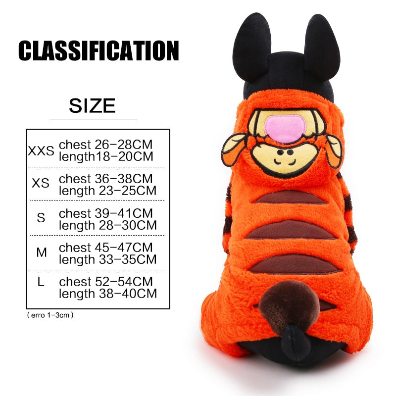 Petcircle New Hot Sale Pet Dog Clothes Tiger Dog Winter Coats Warm Dog Hoodies For Chihuahua Small And Large Dog Costumes