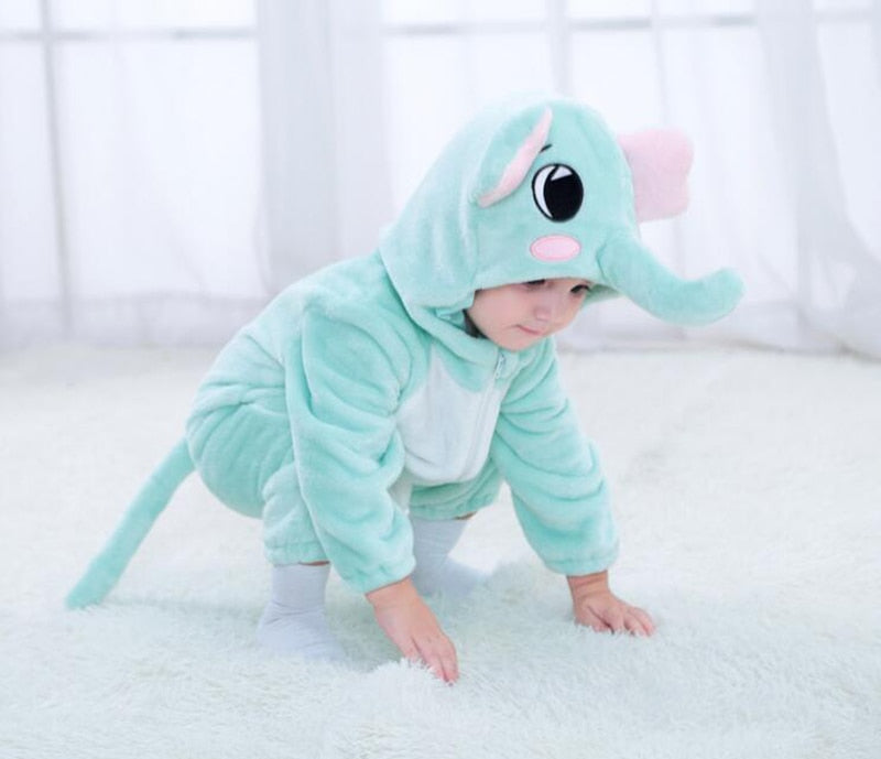 Baby Leopard Kigurumi Pajamas Newborn Infant Romper Onesies Animal Anime Costume Outfit Hooded Cute Winter Clothing For Girl Boy