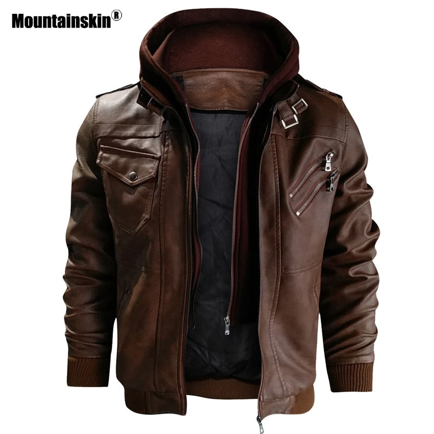 Mountainskin New Men&#39;s Leather Jackets Autumn Casual Motorcycle PU Jacket Biker Leather Coats Brand Clothing EU Size SA722