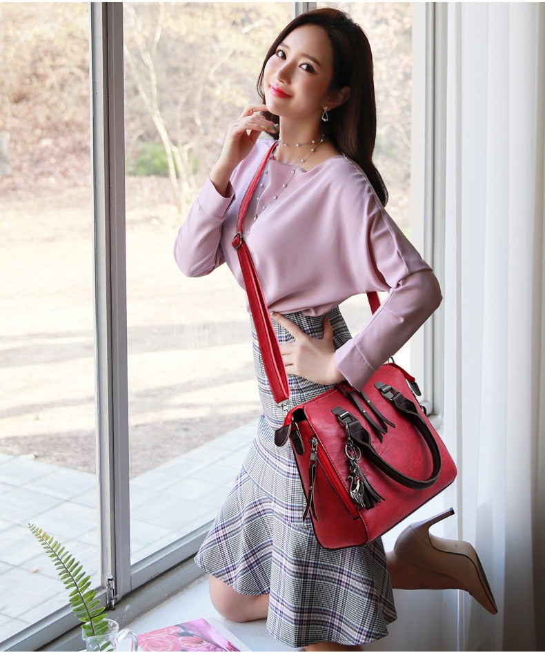 New 4pcs/Set High Quality Ladies Handbags Female PU Leather Shoulder Messenger Bags Women Composite Bags Tote Bag bolsa feminina