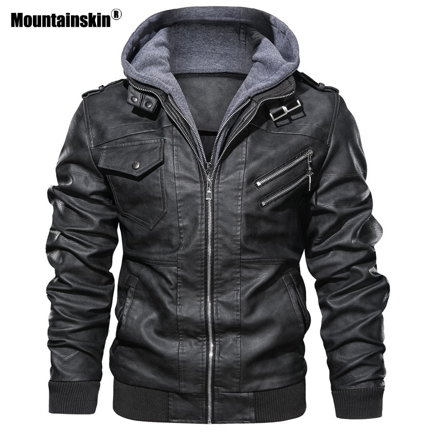 Mountainskin New Men&#39;s Leather Jackets Autumn Casual Motorcycle PU Jacket Biker Leather Coats Brand Clothing EU Size SA722