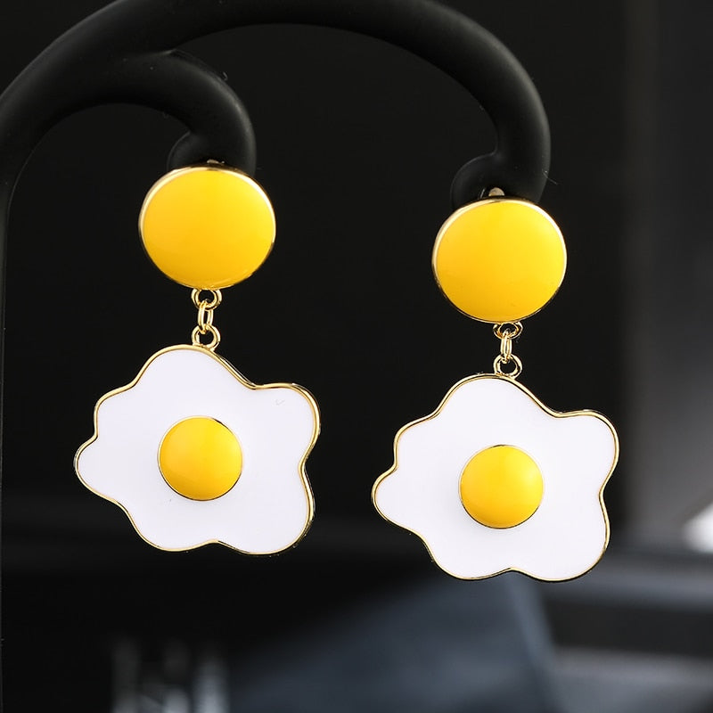 Fashion Creative personality beautiful stud earrings Popular wacky earrings temperament yolk stud earrings for women jewelry