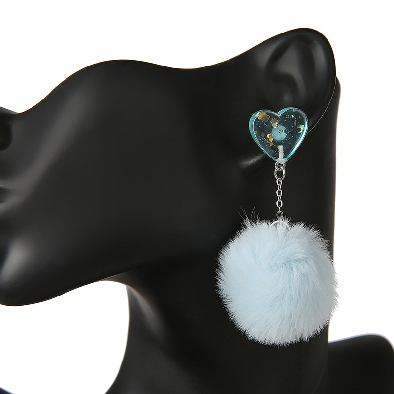Fax Fur Earring Multicolours Resin Jewelry Birthday