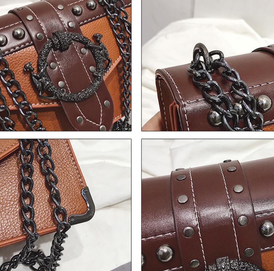 European Fashion Female Square Bag 2020 New Quality PU Leather Women&#39;s Designer Handbag Rivet Lock Chain Shoulder Messenger bags