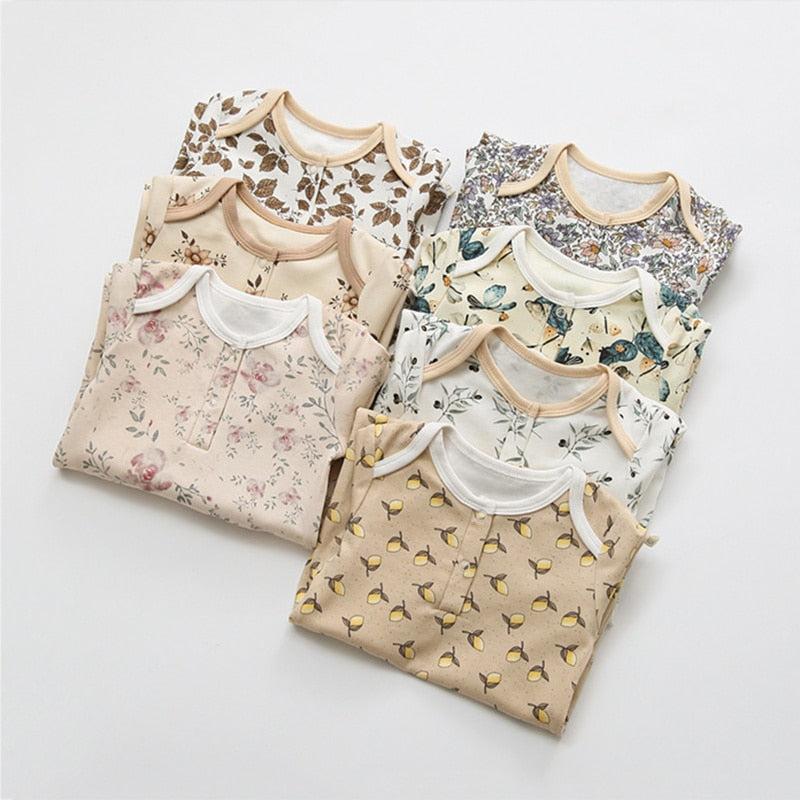 Spring Summer Baby Clothes Floral Newborn Boy Girl Romper Long Sleeves Soft Cotton Newborn Jumpsuits Outfits Infant Clothing