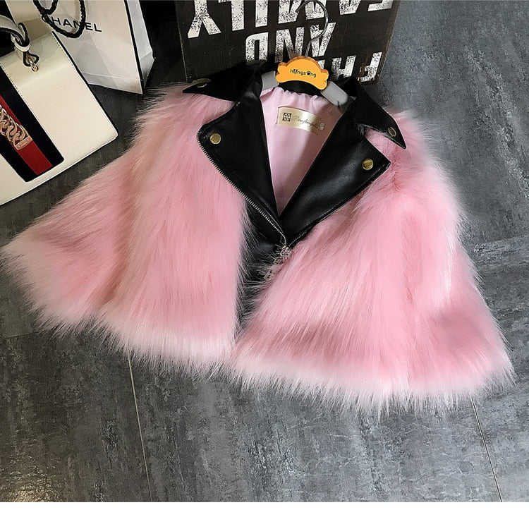 Fashion Baby Winter Outerwear &amp; Coats Children&#39;s Fur Girls Fur Coat Kids Faux Fur Fabric Clothes Fur Coat 2-10