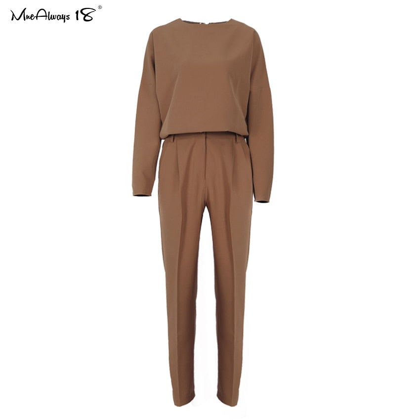 Vintage Zipper Khaki Trousers Women High Waist Office Pants Ladies Brown Trousers Work Wear