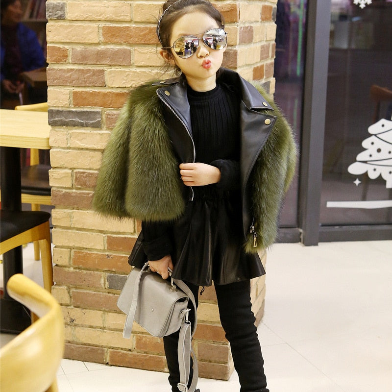 Fashion Baby Winter Outerwear &amp; Coats Children&#39;s Fur Girls Fur Coat Kids Faux Fur Fabric Clothes Fur Coat 2-10