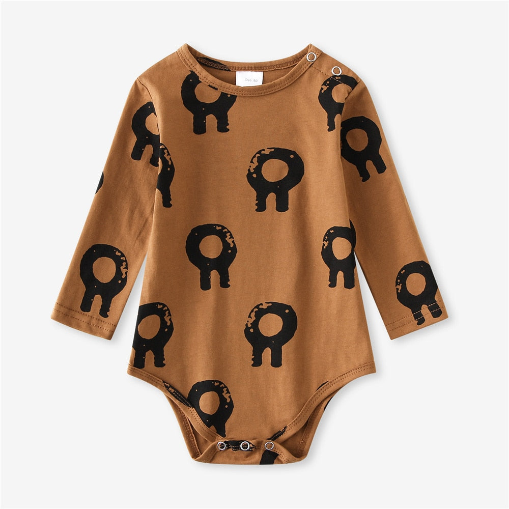 Infant Baby Boy Girl Romper Spring Summer Newborn Button Jumpsuit Printed Casual Long Sleeve Baby Boy Outfits Clothes Autumn