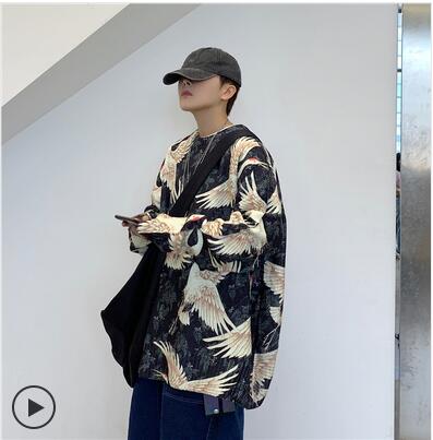 Winter Men&#39;s In Warm Blue/black/white Coats Cashmere Printing Knitting Woolen Sweaters High-quality Loose Casual Pullover M-XL