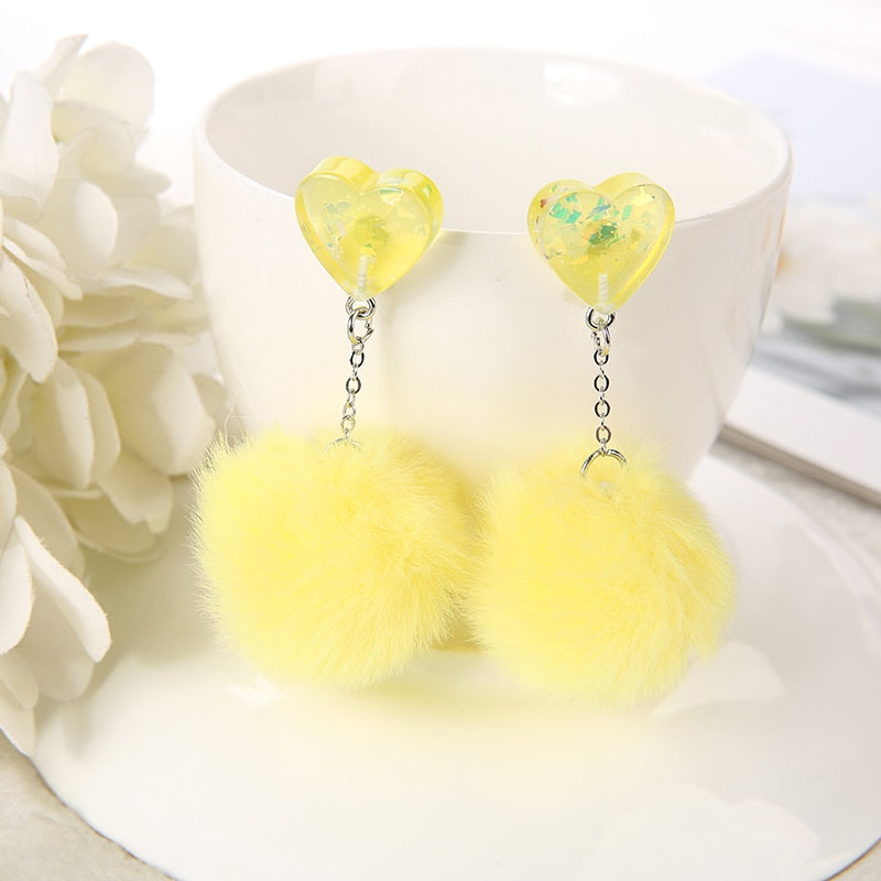 Fax Fur Earring Multicolours Resin Jewelry Birthday