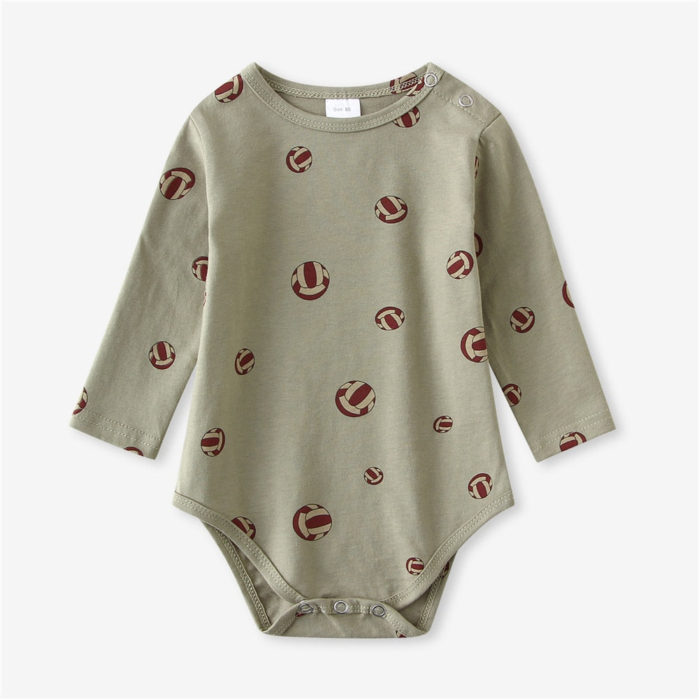 Infant Baby Boy Girl Romper Spring Summer Newborn Button Jumpsuit Printed Casual Long Sleeve Baby Boy Outfits Clothes Autumn