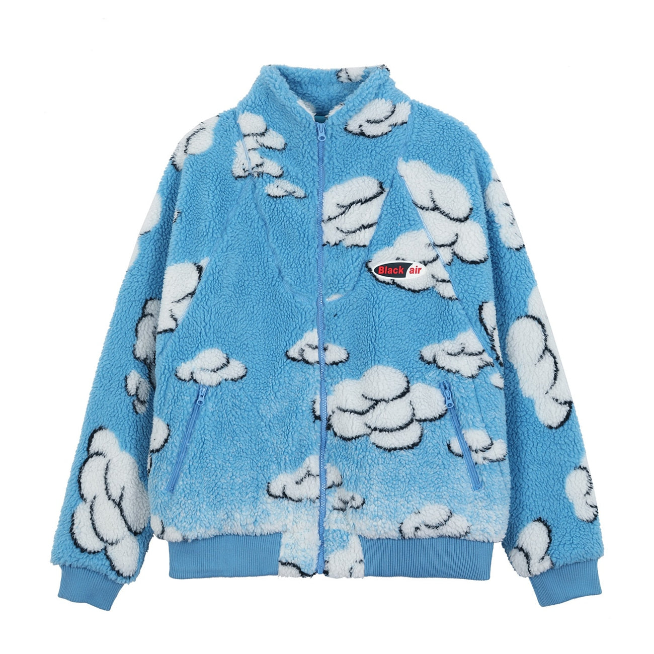 LACIBLE Hip Hop Warm Parka Jacket Mens Streetwear Retro Vintage Cloud Bomber Jacket Coats Winter Harajuku Fleece Jacket Outwear