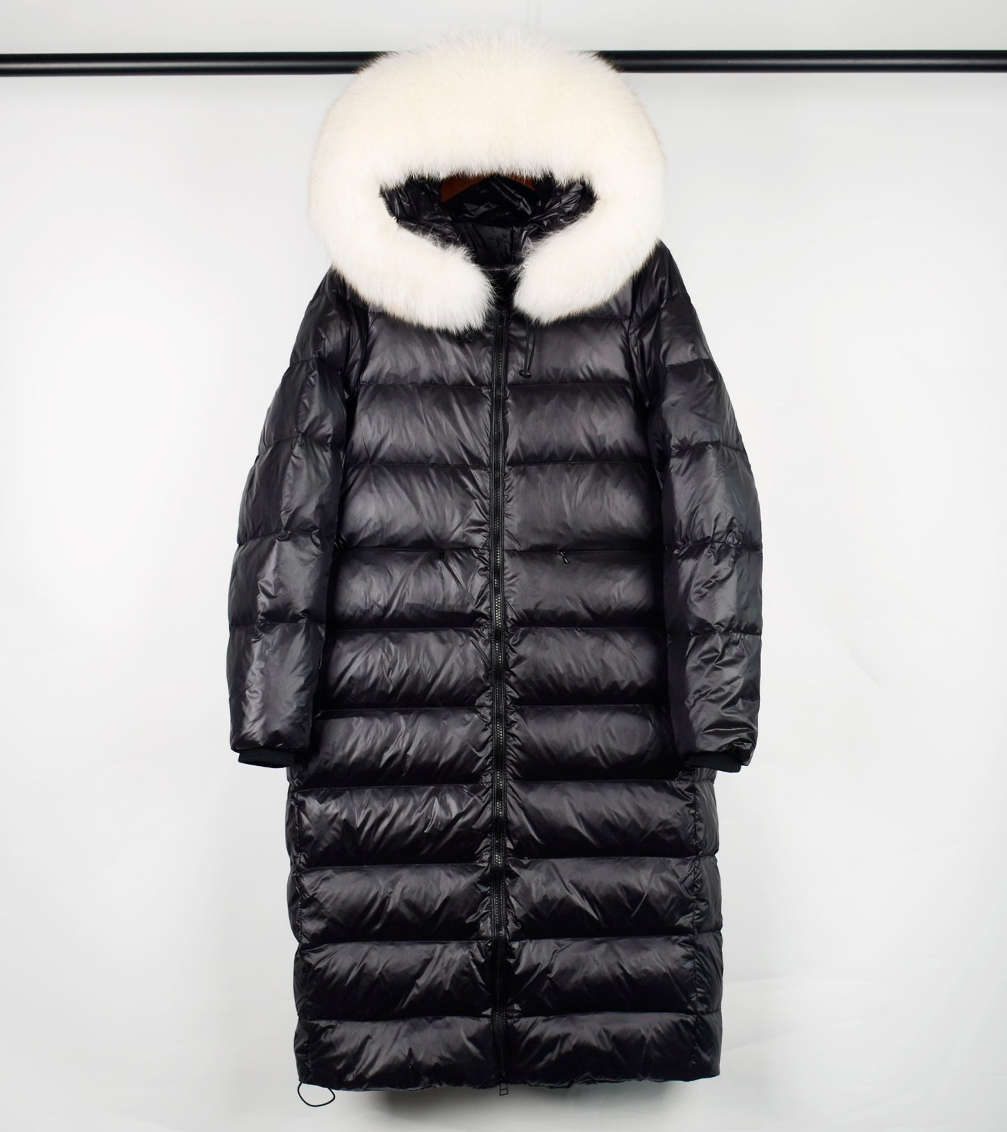 Lagabogy Long Puffer Jacket Women 2021 Large Real Raccoon Fur Hooded 90% Duck Down Coat Waterpoof Female Shiny Parkas Oversize