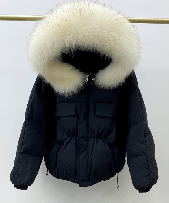 Huge Natural Raccoon Fox Fur Hooded 2021 Winter Down Coat Women Waterproof White Duck Down Jacket Puffer Female Feather Parkas