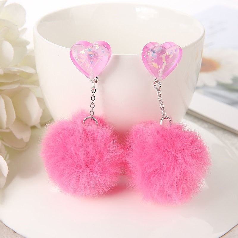 Fax Fur Earring Multicolours Resin Jewelry Birthday