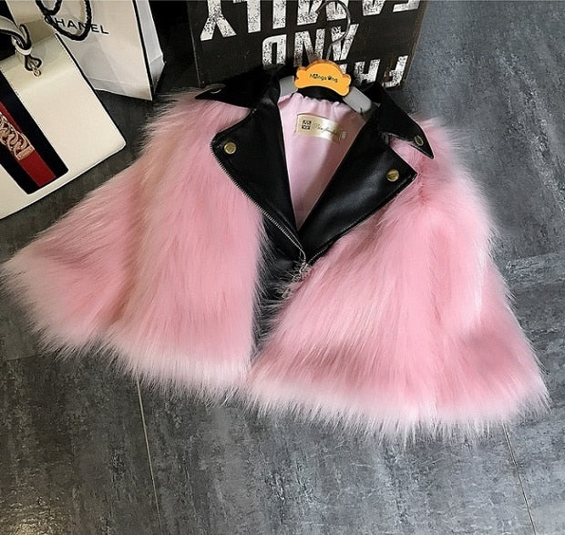 Fashion Baby Winter Outerwear &amp; Coats Children&#39;s Fur Girls Fur Coat Kids Faux Fur Fabric Clothes Fur Coat 2-10